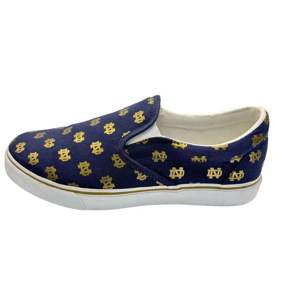 Notre Dame Fighting Irish Unisex Slip On Canvas Shoes‎ Gold Logo Size M6.5/W8